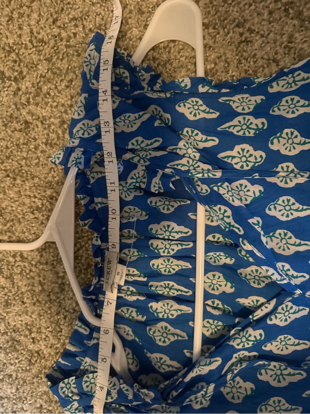 J. Crew Blue and White Printed Sleeveless Tassel Dress - Picture 5 of 6